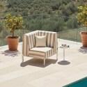 Sillón esquinero a rayas para sofá modular de exterior