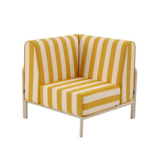 Sillón esquinero a rayas para sofá modular de exterior