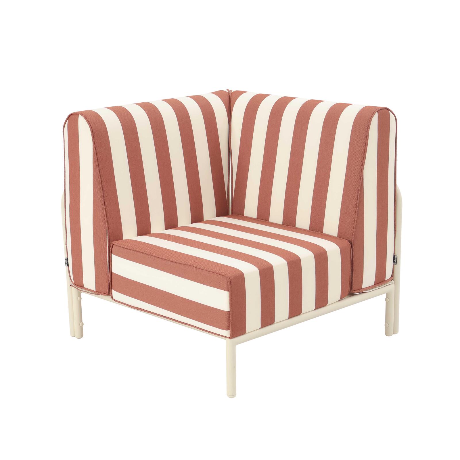 Sillón esquinero a rayas para sofá modular de exterior