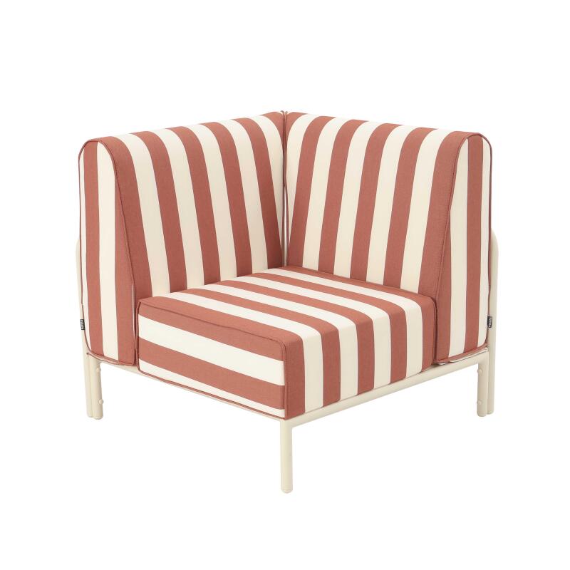 Sillón esquinero a rayas para sofá modular de exterior