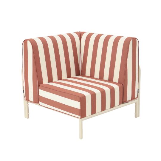 Sillón esquinero a rayas para sofá modular de exterior | Oviala