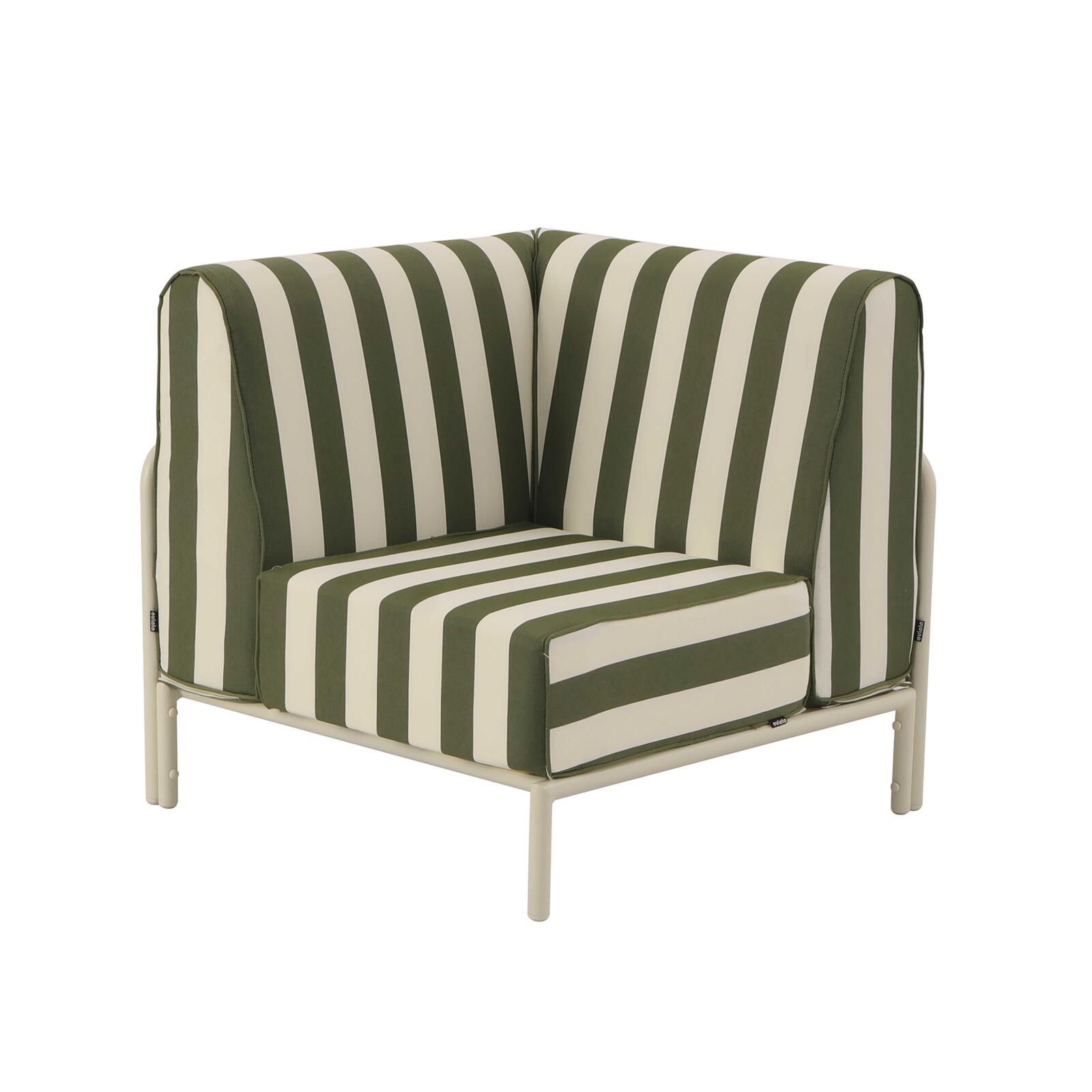 Sillón esquinero a rayas para sofá modular de exterior