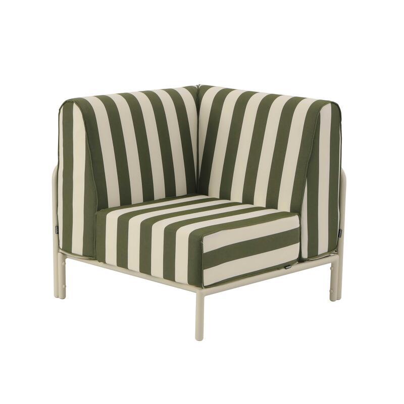 Sillón esquinero a rayas para sofá modular de exterior