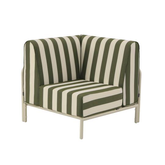 Sillón esquinero a rayas para sofá modular de exterior | Oviala