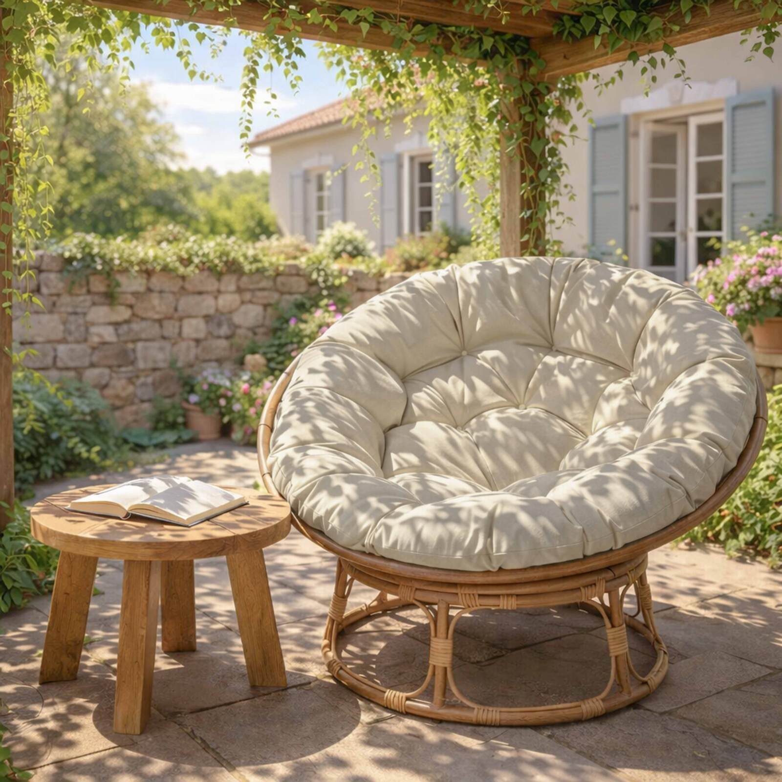 Sillón papasan de jardín de ratán sintético