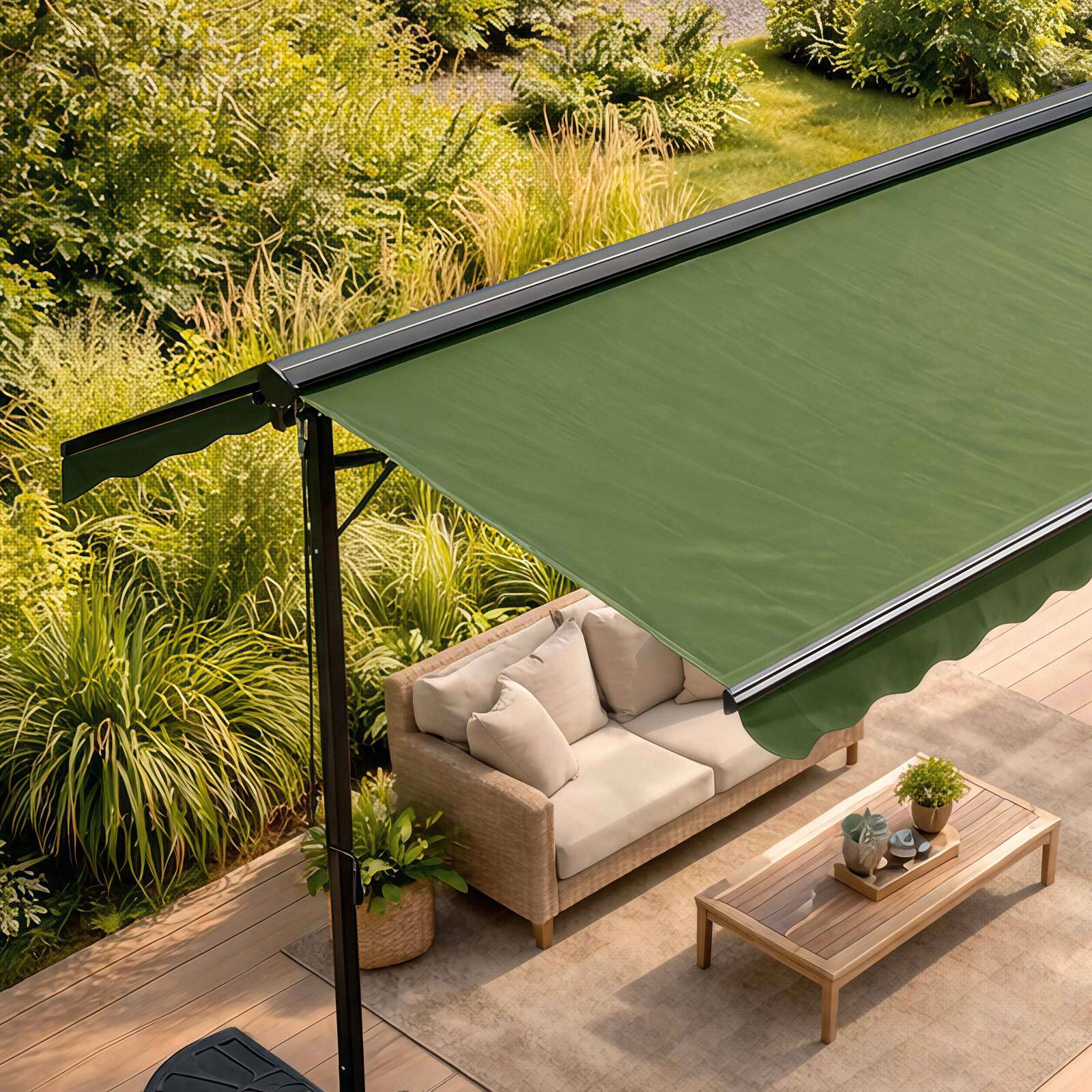 Toldo a dos aguas manual con cajón 3 x 4 m