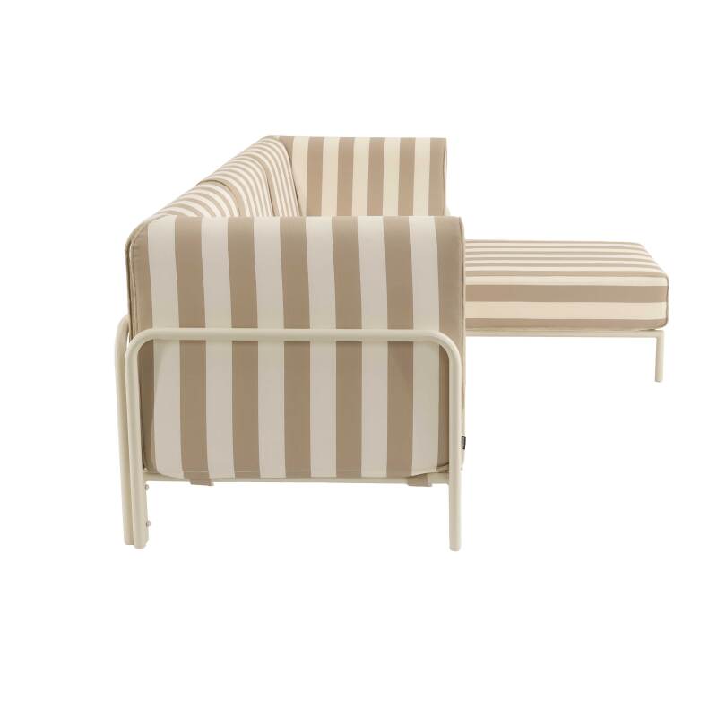 Sofá modular de exterior a rayas para 4 personas con 1 sillón, 2 sillones esquineros y 1 puf (6/8)