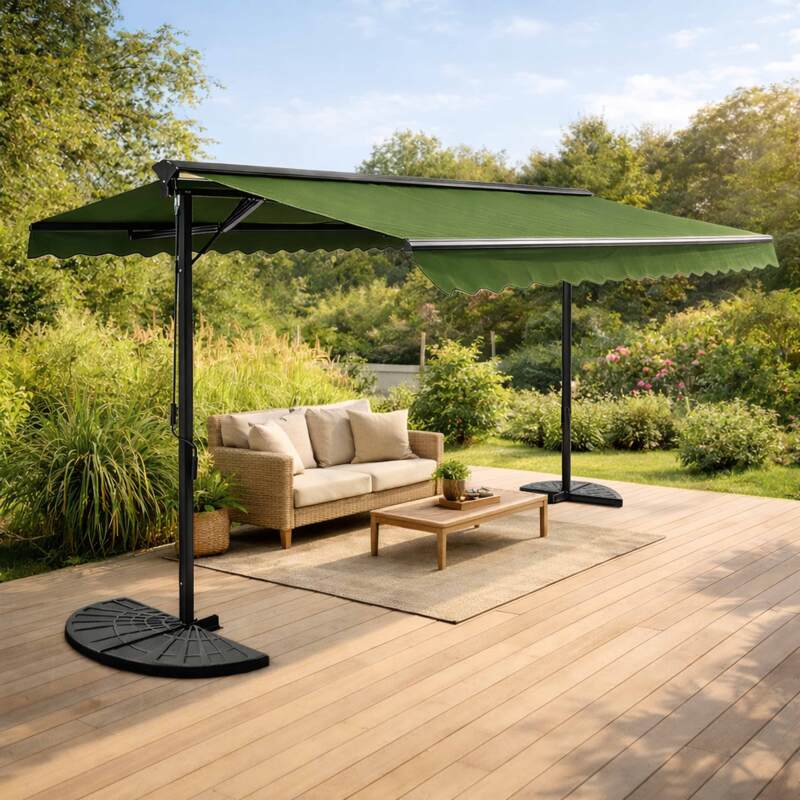 Toldo a dos aguas (3 x 4m) y 4 losetas de contrapeso