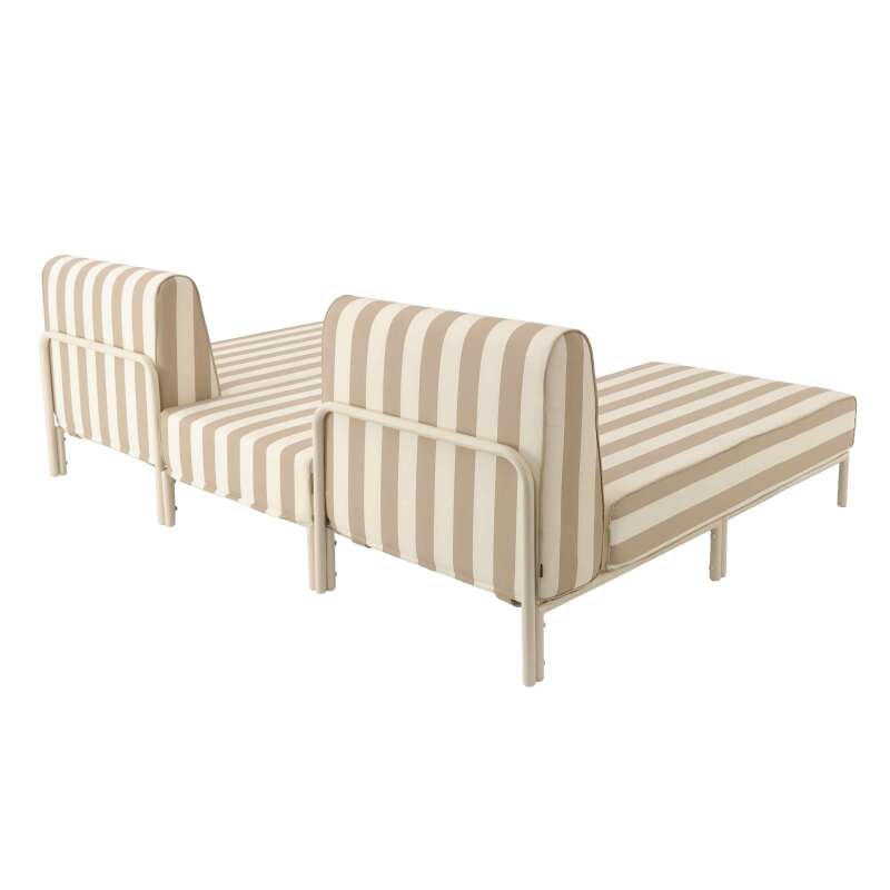 Sofá modular de exterior a rayas para 3 personas con 2 chaise longues y 1 puf (3/7)