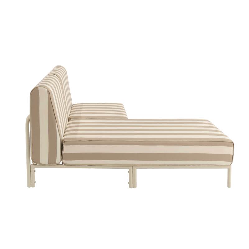 Sofá modular de exterior a rayas para 2 personas con 1 sillón y 1 chaise longue (5/8)