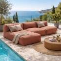 Sofá modular de exterior para 3 personas con 2 sillones y 1 chaise longue - Lifestyle