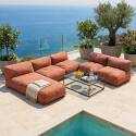 Sofá modular de exterior para 5 personas con 4 sillones y 1 chaise longue