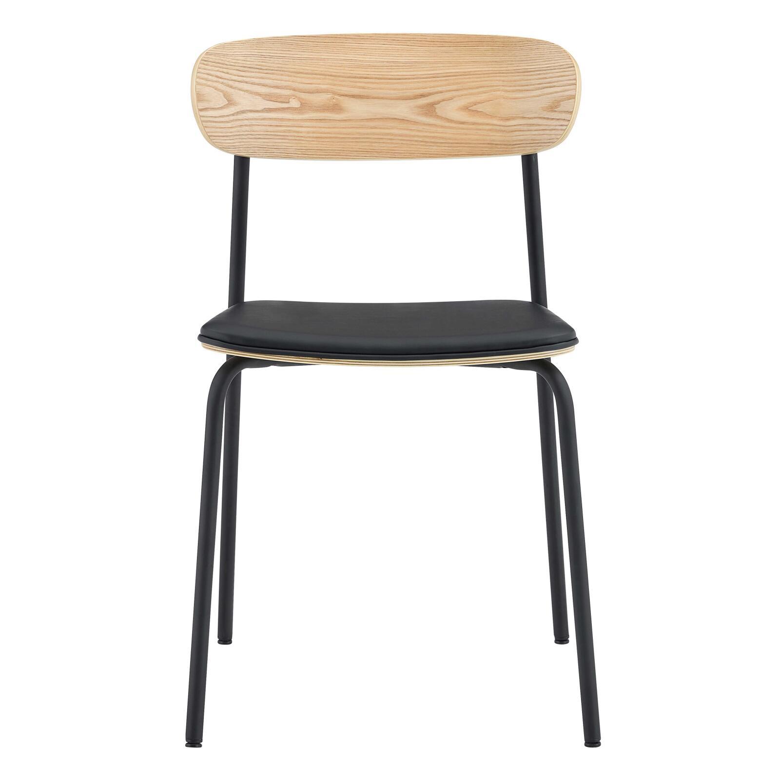 Sillas símil cuero de madera y metal - Lote de 2