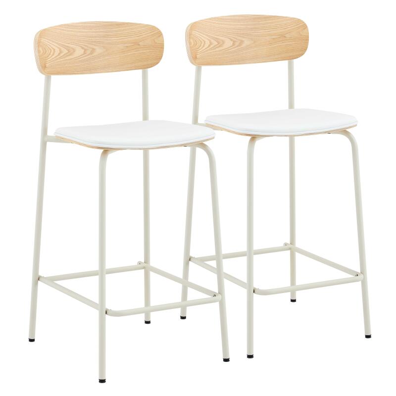 Sillas altas símil cuero de madera y metal - Lote de 2