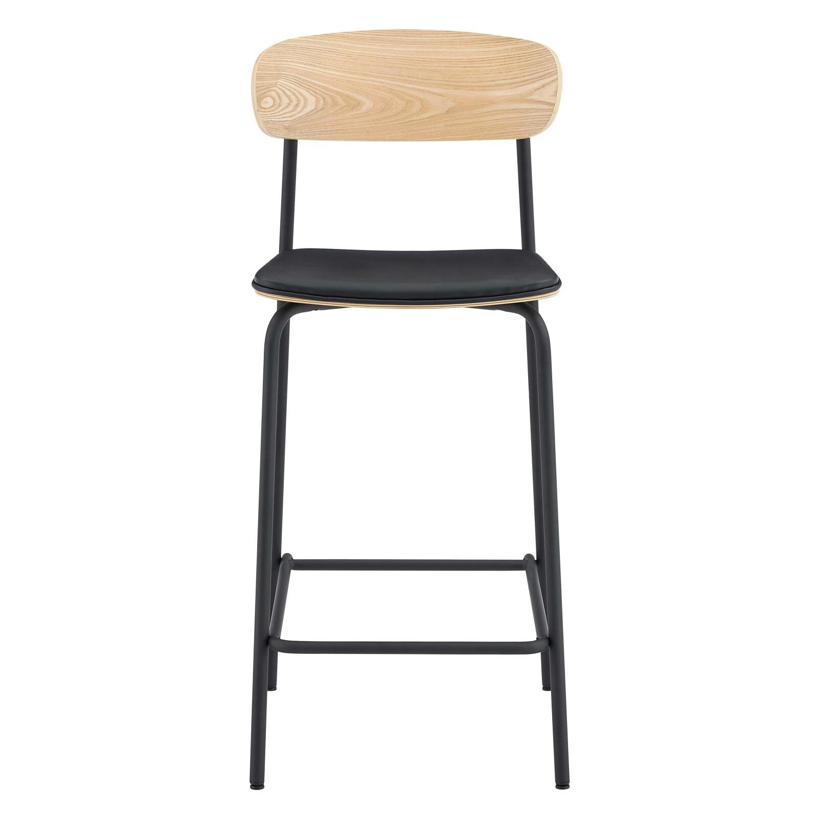 Sillas altas símil cuero de madera y metal - Lote de 2