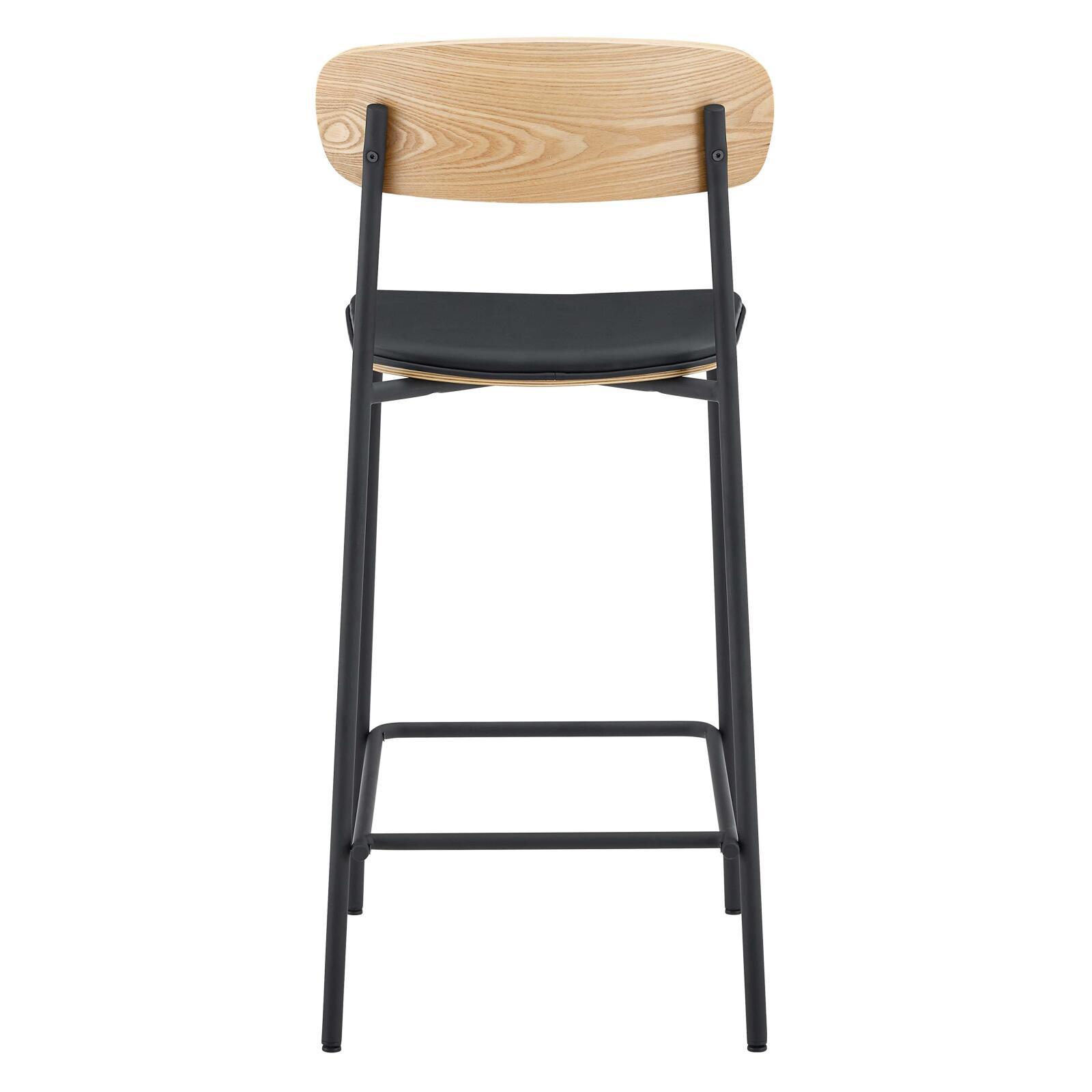 Sillas altas símil cuero de madera y metal - Lote de 2