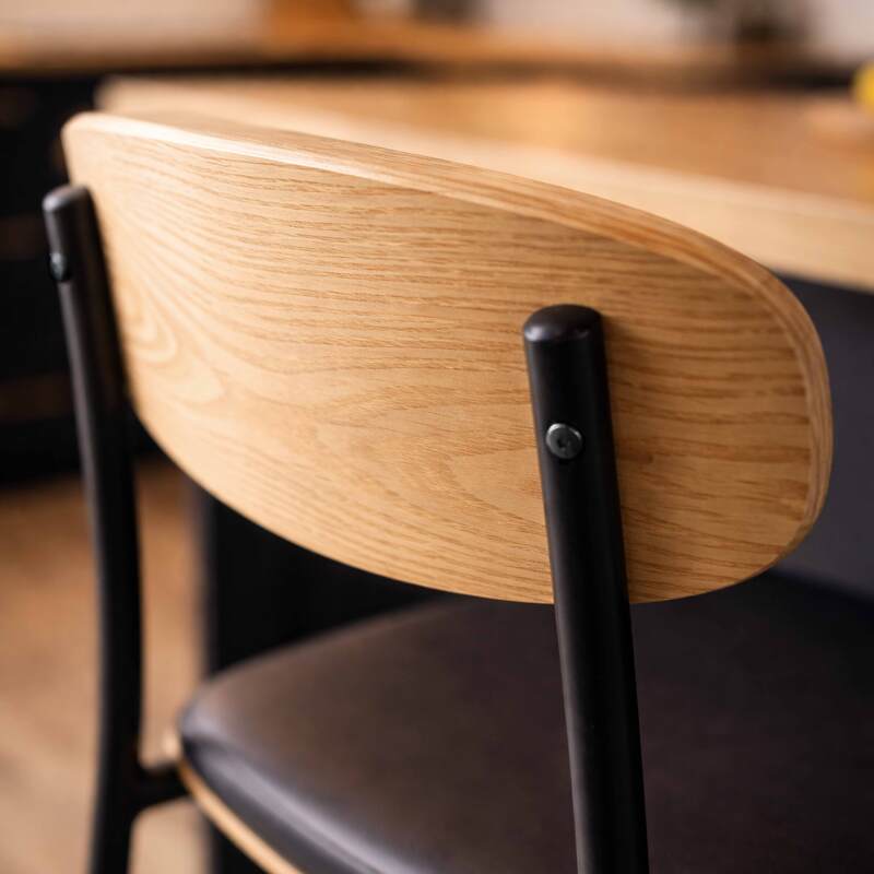 Sillas altas símil cuero de madera y metal - Lote de 2 (3/7)