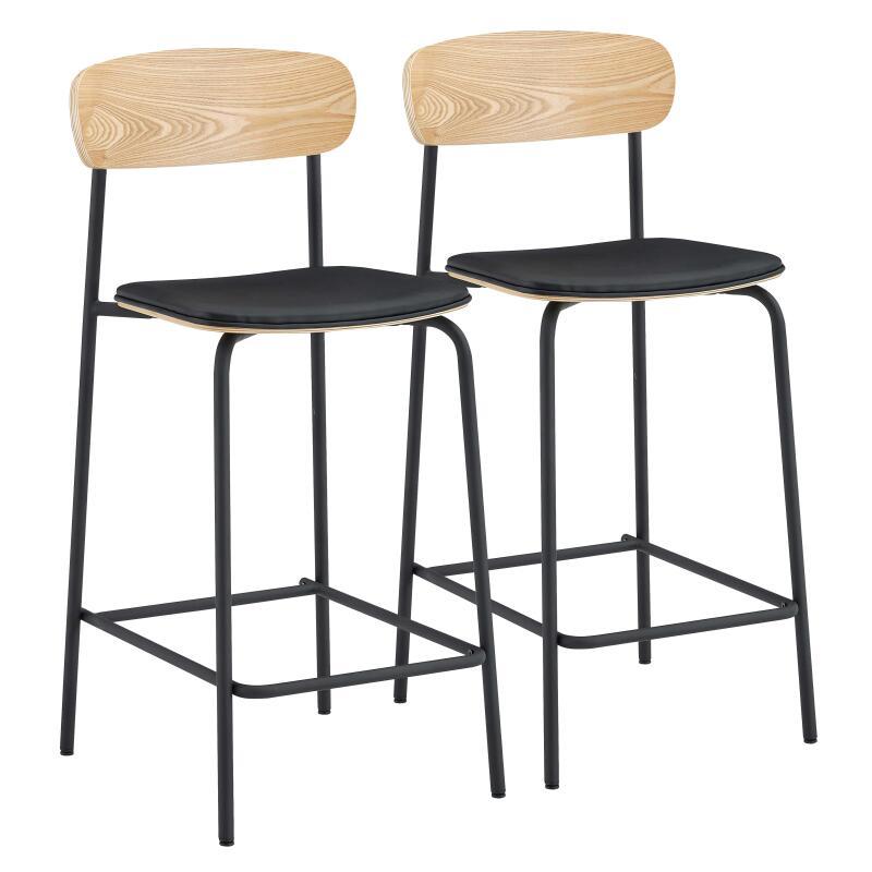 Sillas altas símil cuero de madera y metal - Lote de 2 (7/8)