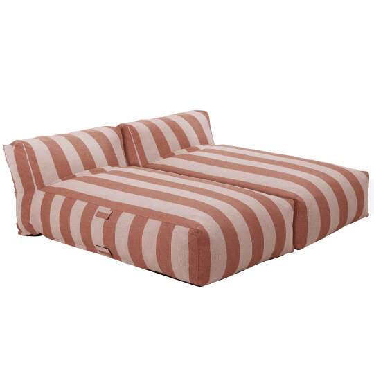 Sofá modular de exterior para 2 personas con 2 chaise longue a rayas | Oviala