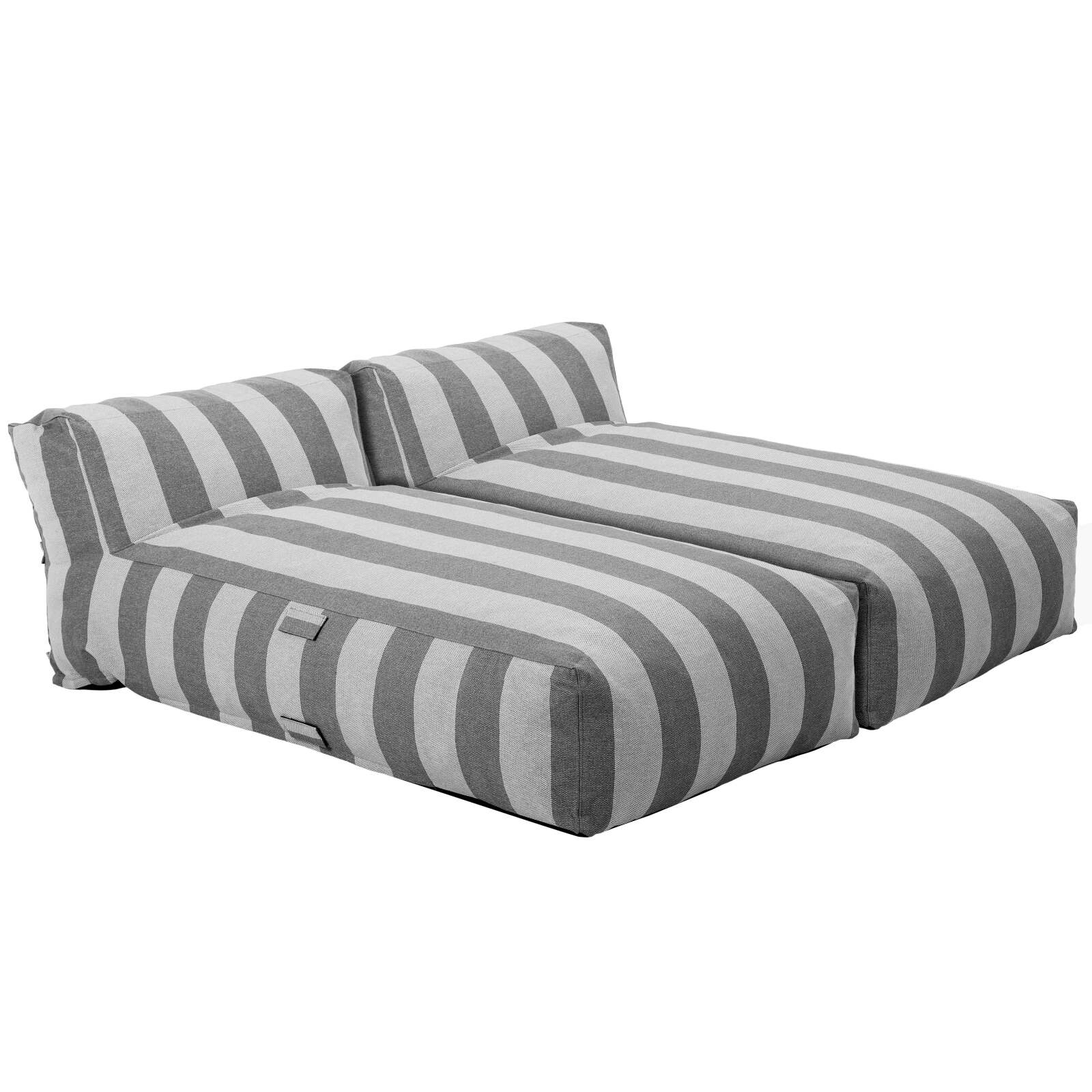Sofá modular de exterior para 2 personas con 2 chaise longue a rayas
