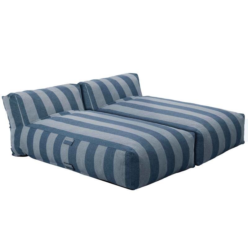 Sofá modular de exterior para 2 personas con 2 chaise longue a rayas
