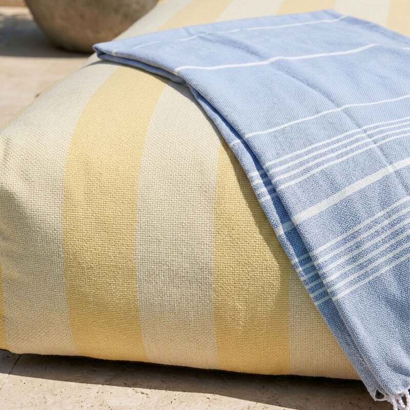 Sofá modular de exterior para 2 personas con 2 chaise longue a rayas (3/6)