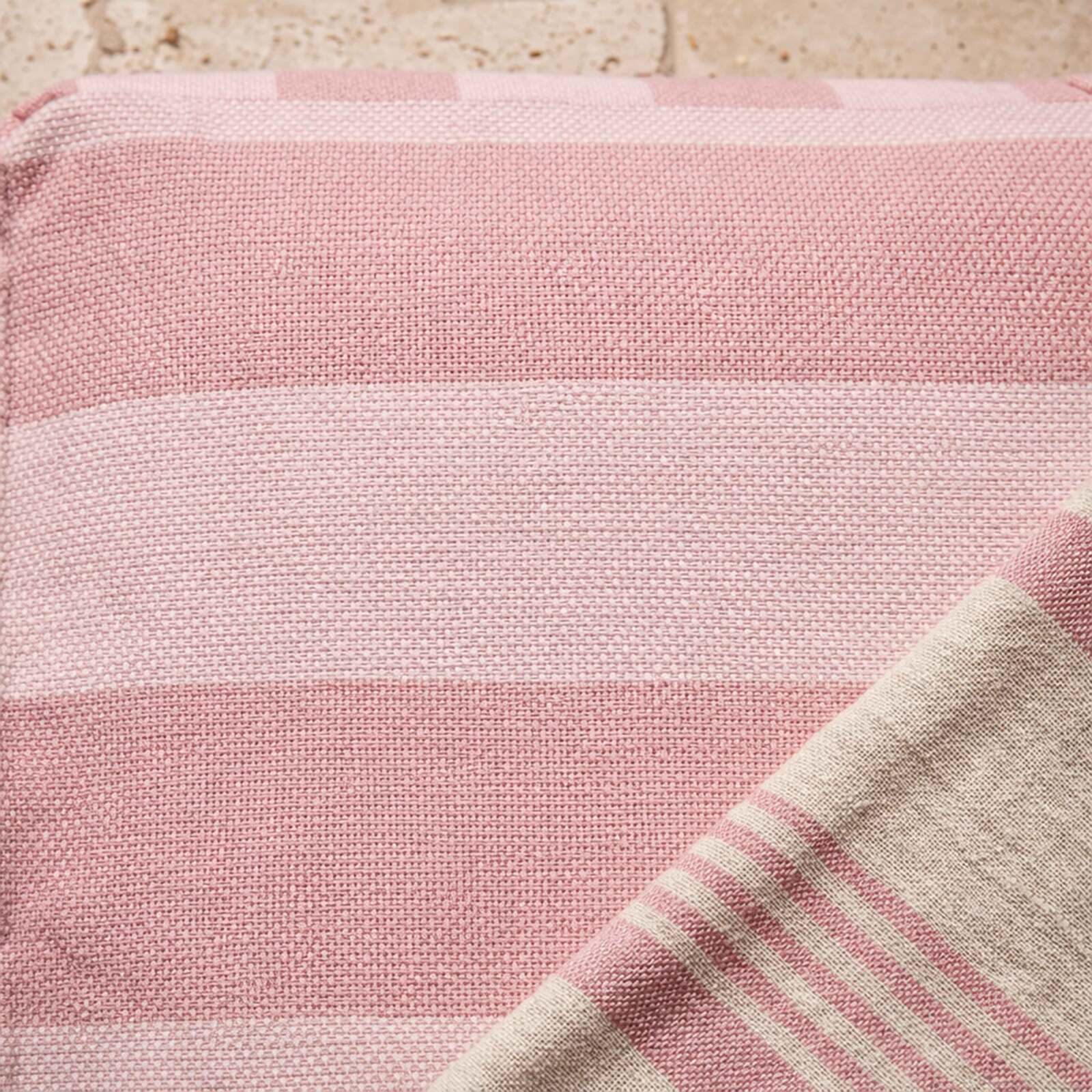 Sofá modular de exterior para 2 personas con 2 chaise longue a rayas