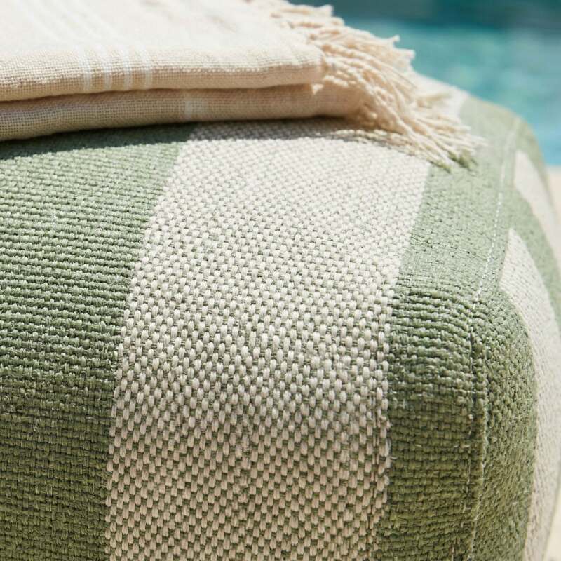 Sofá modular de exterior para 2 personas con 2 chaise longue a rayas (3/6)