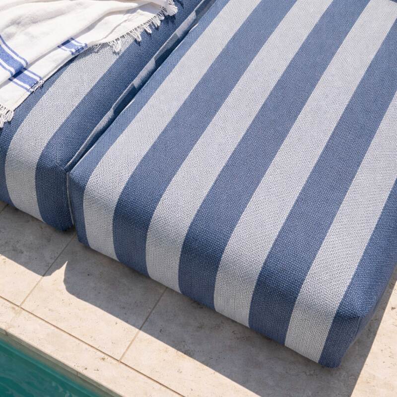 Sofá modular de exterior para 2 personas con 2 chaise longue a rayas (3/6)