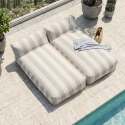 Sofá modular de exterior para 2 personas con 2 chaise longue a rayas