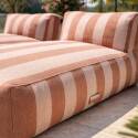 Sofá modular de exterior para 2 personas con 2 chaise longue a rayas