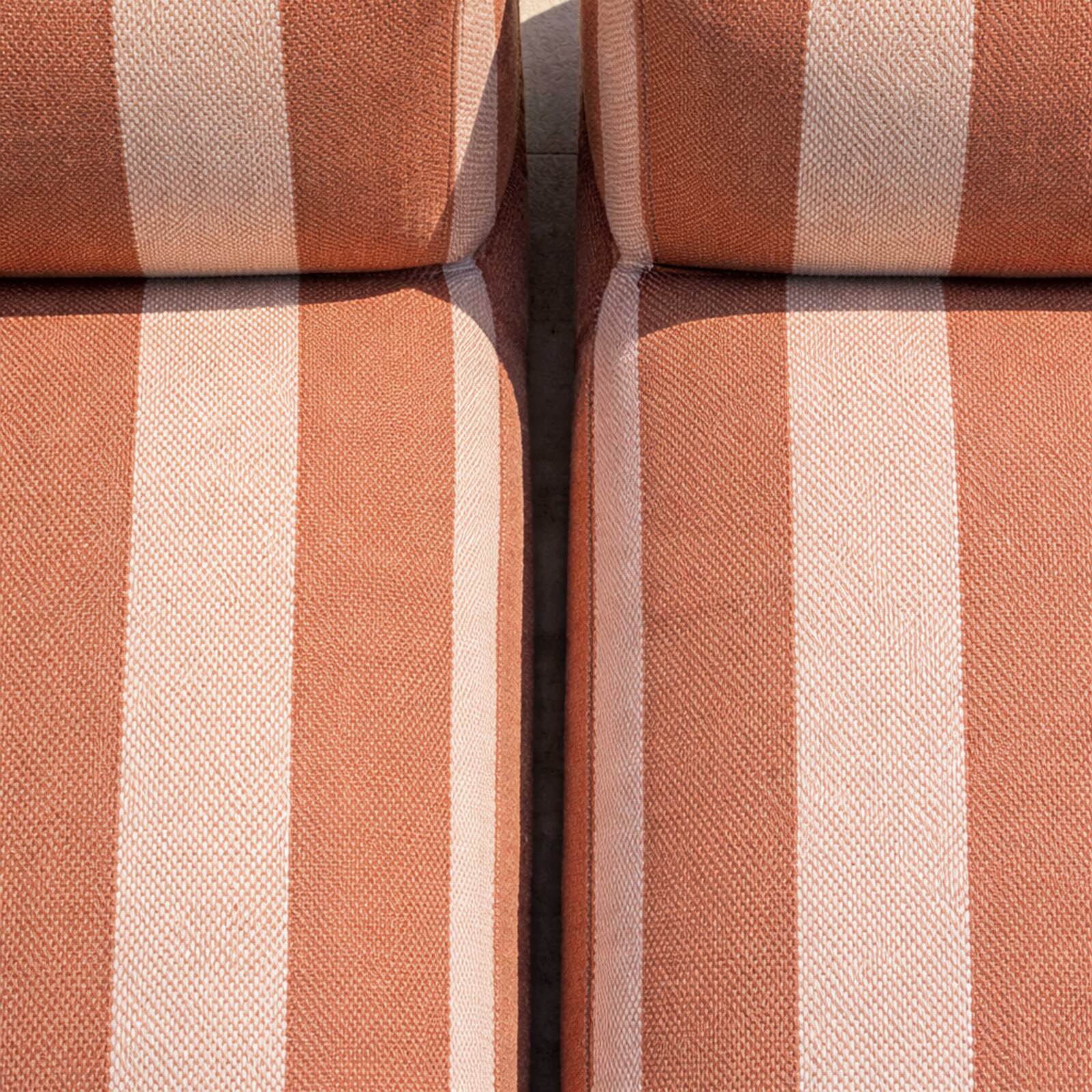 Sofá modular de exterior para 2 personas con 2 chaise longue a rayas