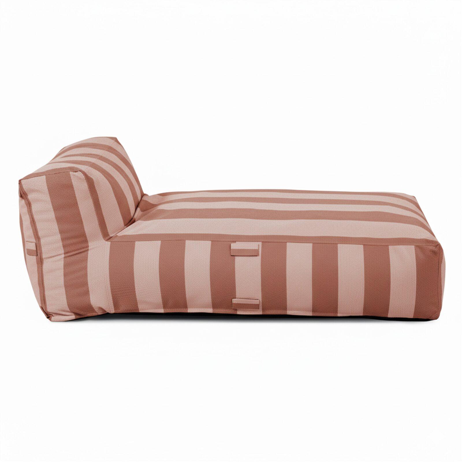 Sofá modular de exterior para 2 personas con 2 chaise longue a rayas