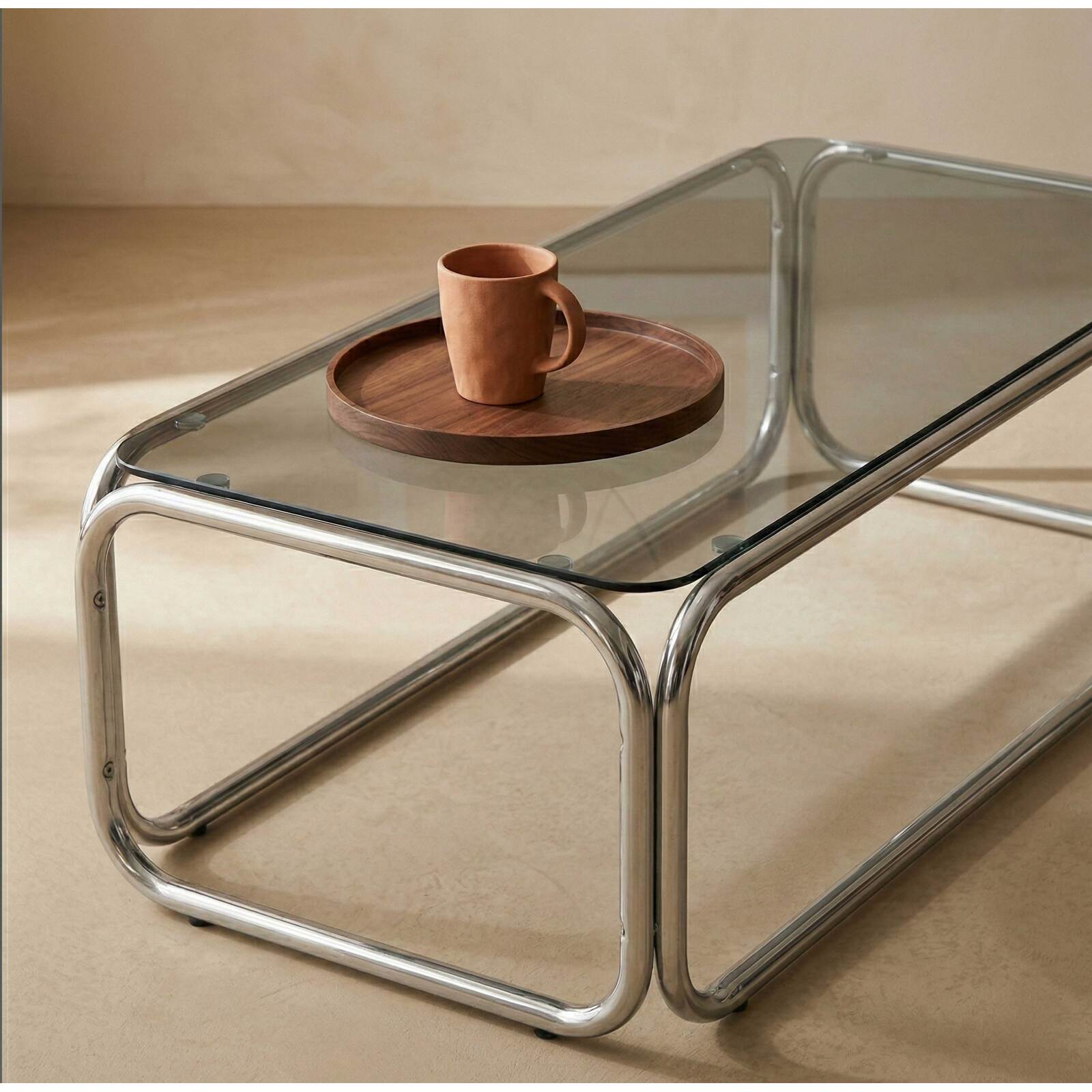 Mesa de centro de cristal templado rectangular 110x50 cm