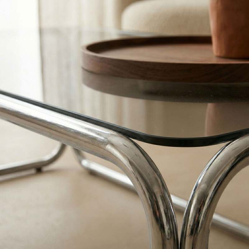 Mesa de centro de cristal templado rectangular 110x50 cm (3/8)