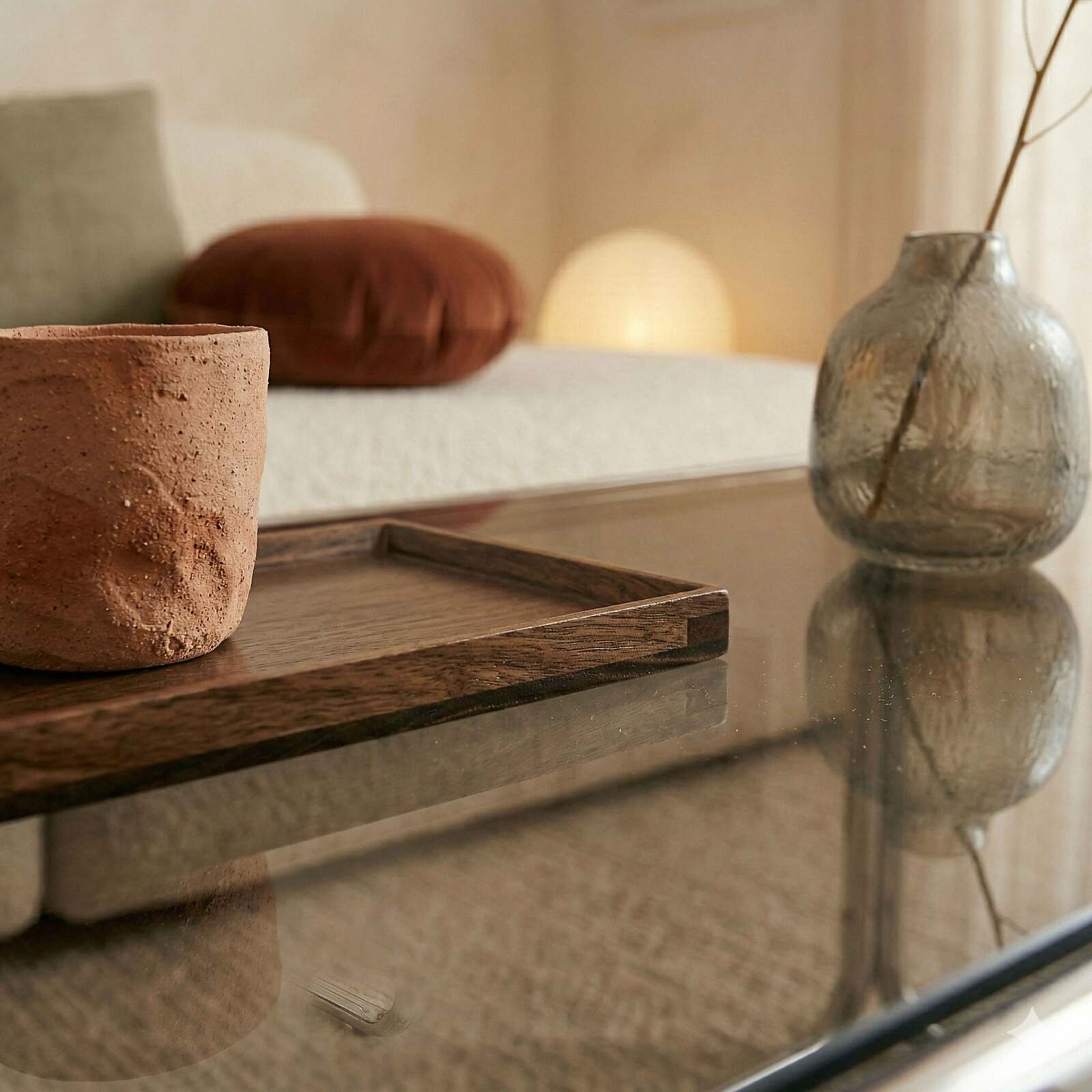 Mesa de centro de cristal templado rectangular 110x50 cm