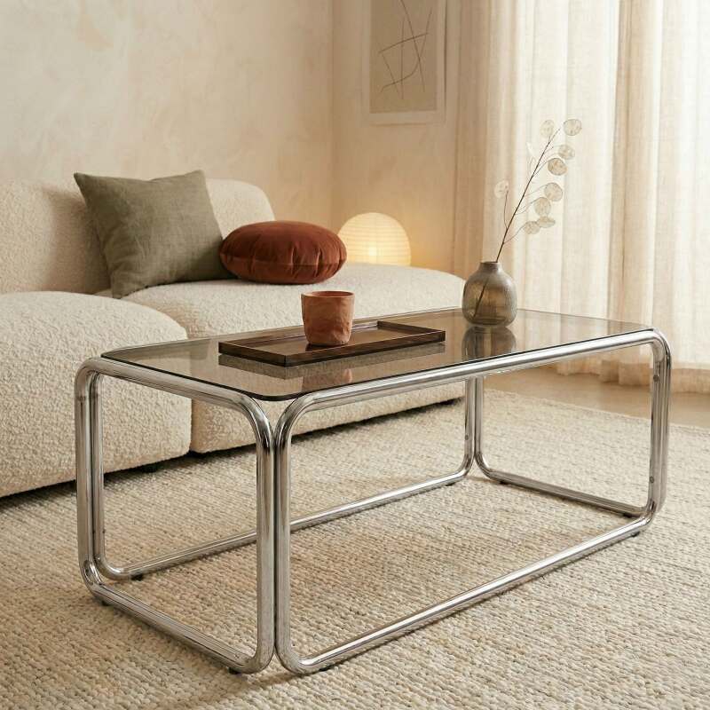 Mesa de centro de cristal templado rectangular 110x50 cm (2/8)