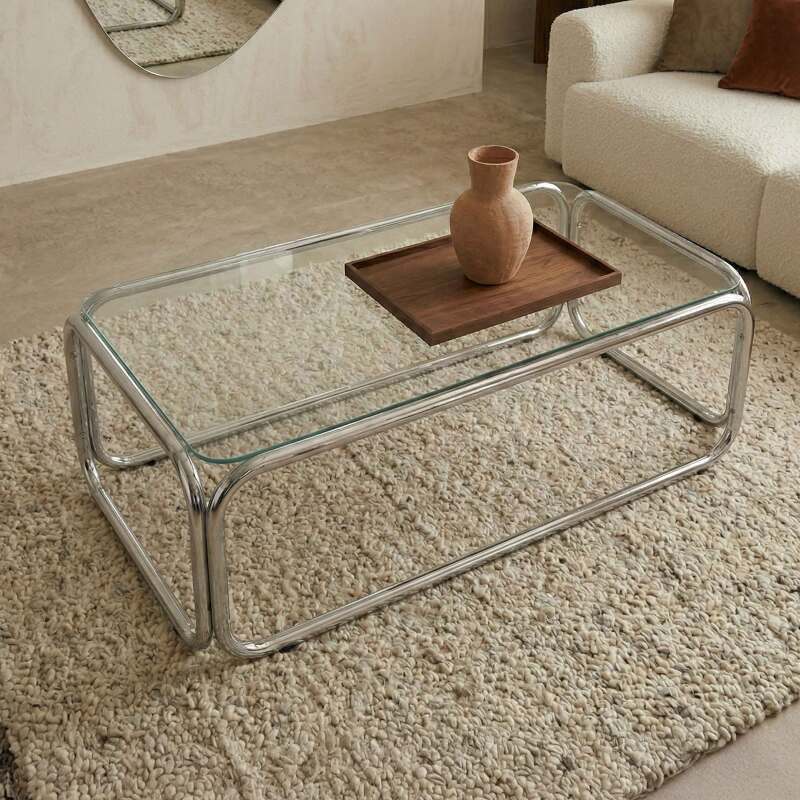 Mesa de centro de cristal templado rectangular 110x50 cm (2/8)