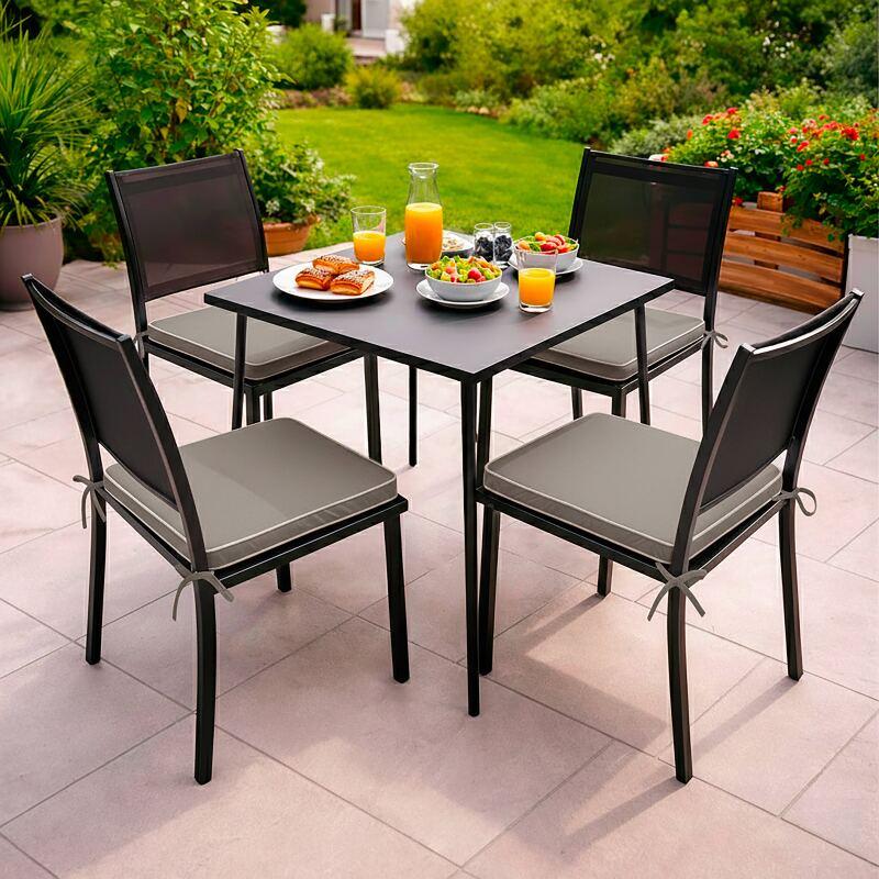 Lote de 4 cojines de silla de exterior lisos 40 x 40 cm (3/4)