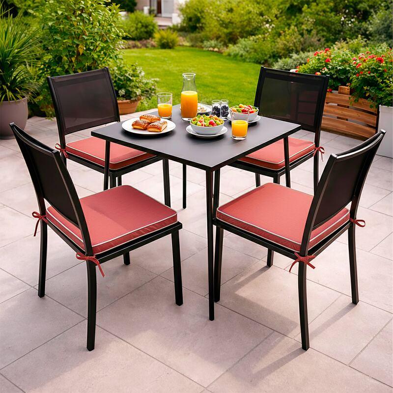Lote de 4 cojines de silla de exterior lisos 40 x 40 cm (3/4)