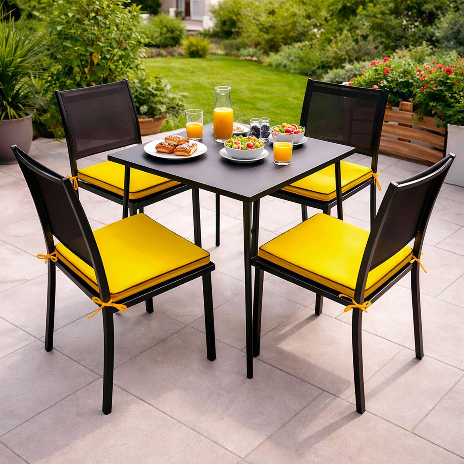 Lote de 4 cojines de silla de exterior lisos 40 x 40 cm