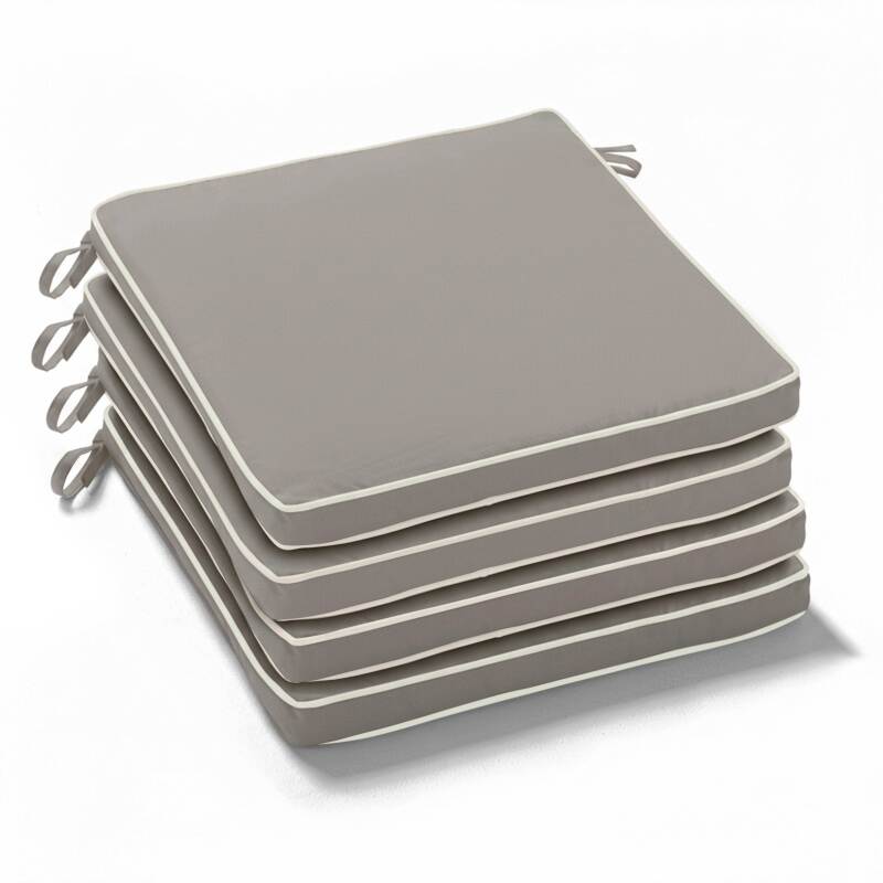 Lote de 4 cojines de silla de exterior lisos 40 x 40 cm