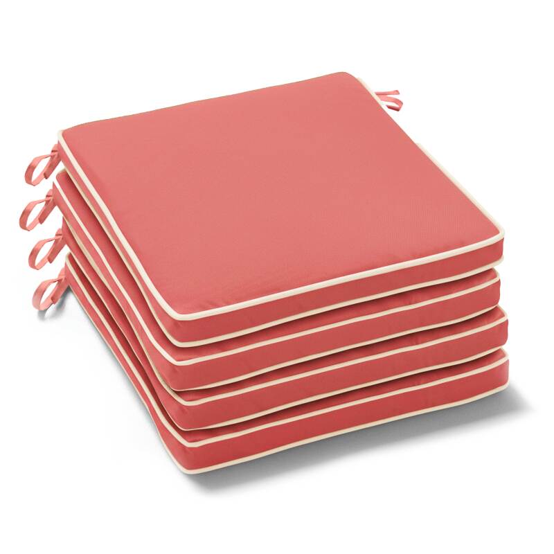 Lote de 4 cojines de silla de exterior lisos 40 x 40 cm