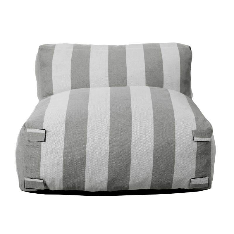 Sofá modular de exterior para 2 personas con 2 sillones a rayas (5/7)