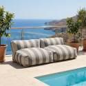 Sofá modular de exterior para 2 personas con 2 sillones a rayas - Lifestyle