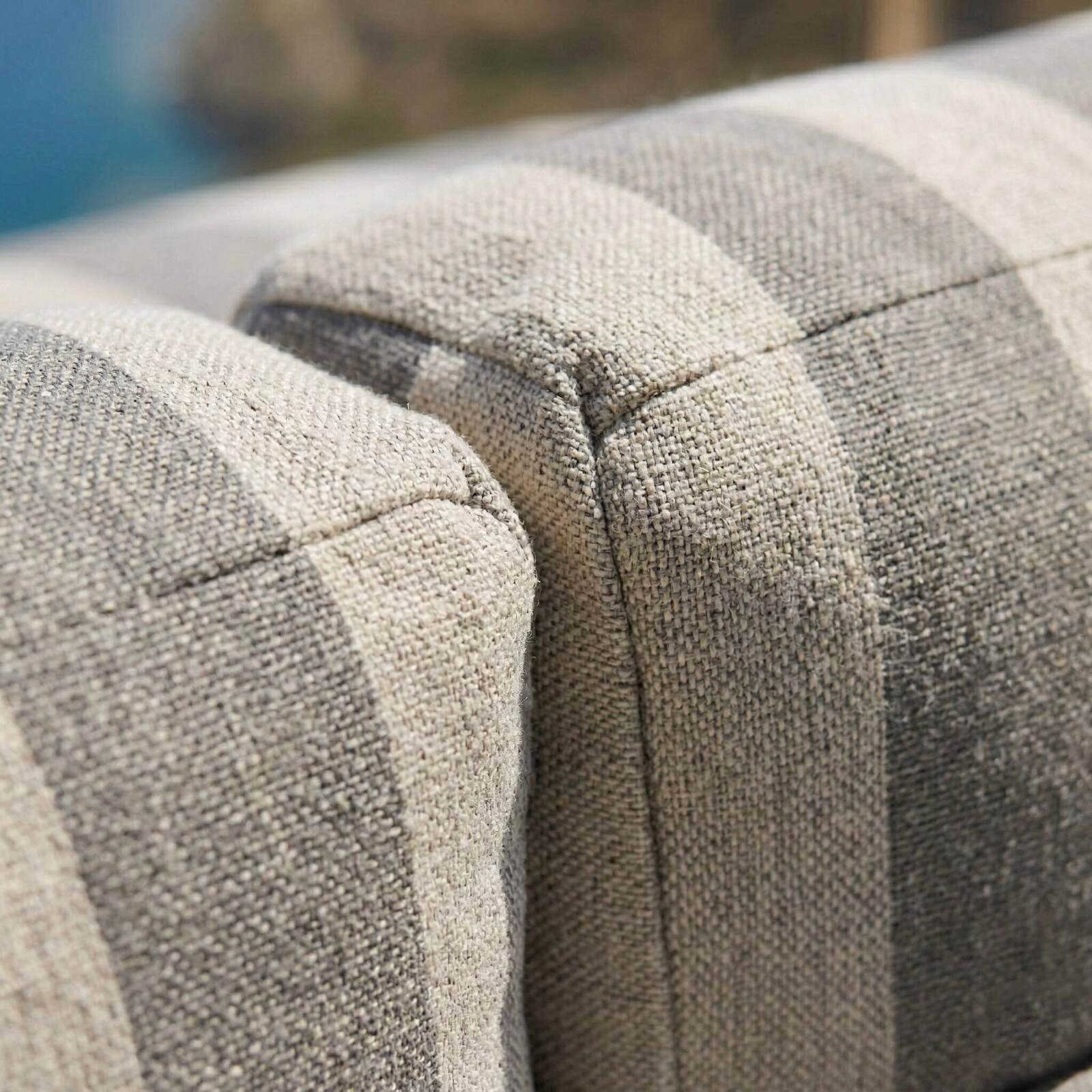 Sofá modular de exterior para 2 personas con 2 sillones a rayas