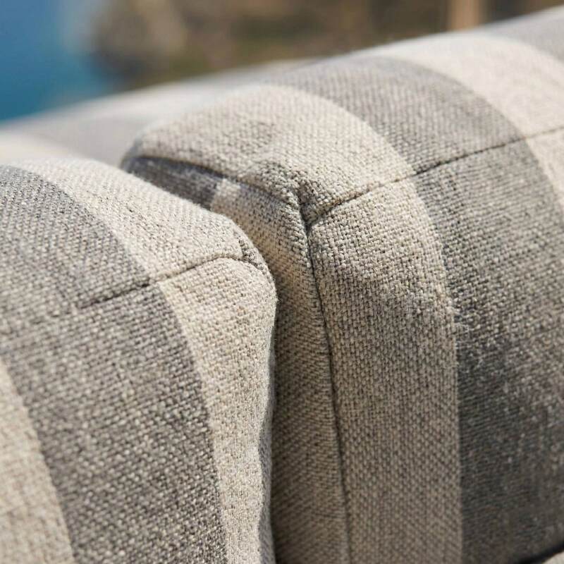 Sofá modular de exterior para 2 personas con 2 sillones a rayas (3/7)