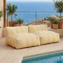Sofá modular de exterior para 2 personas con 2 sillones a rayas - Lifestyle