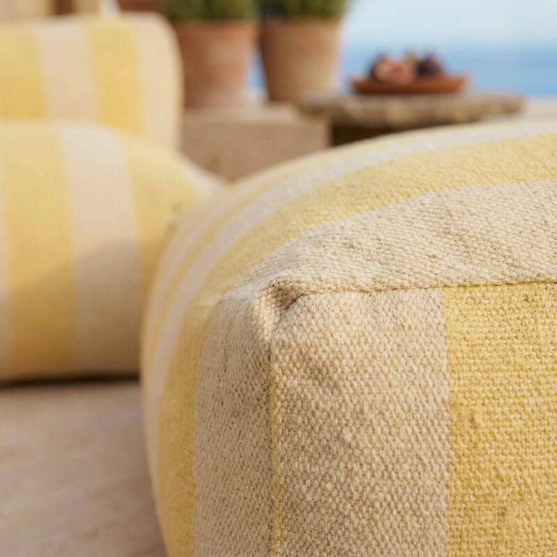 Sofá modular de exterior para 2 personas con 2 sillones a rayas (3/7)