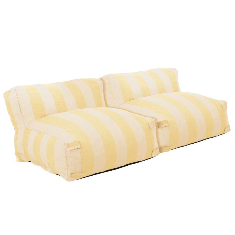 Sofá modular de exterior para 2 personas con 2 sillones a rayas
